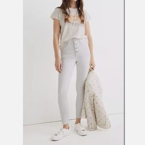 Madewell White 10 Inch High Rise Skinny Crop Jeans Button Fly Size 28